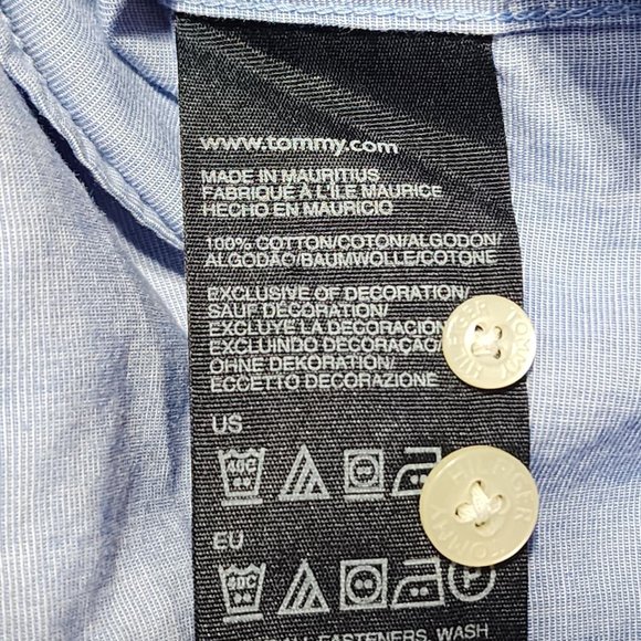 Tommy Hilfiger Mens Light Blue Cotton Button-Down Shirt L Casual Long Sleeve - Picture 3 of 9
